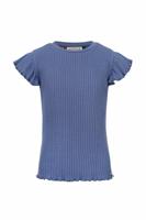 LOOXS Little Zomer t-shirt meisjes s/s ruffel - blauw - thumbnail