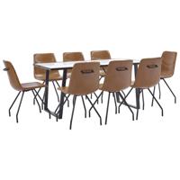 vidaXL 9-delige Eethoek kunstleer cognackleurig - thumbnail