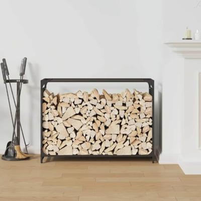 VidaXL Brandhoutrek 90x28x65 cm koudgewalst staal zwart VidaXL Brandhoutrek 90x28x65 cm koudgewalst staal zwart
