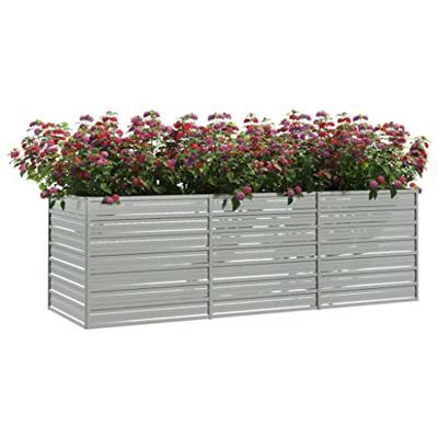 VidaXL Plantenbak verhoogd 240x80x77 cm gegalvaniseerd staal zilver