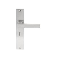 Hardbrass Deurkruk Geneve op rechthoekig langschild sleutelgat 56mm - RVS - thumbnail