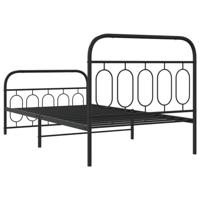 Bedframe met hoofd- en voeteneinde metaal zwart 107x203 cm - thumbnail