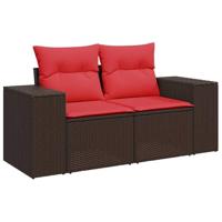 8-delige Loungeset met kussens poly rattan acacia bruin - thumbnail