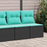2-delige Loungeset met kussens poly rattan acacia zwart - thumbnail