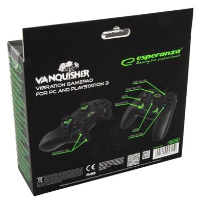 Esperanza EGG110K game controller Gamepad PC,Playstation 3 Analoog/digitaal USB 2.0 Zwart