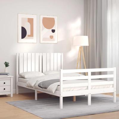 Bedframe met hoofdbord massief hout wit