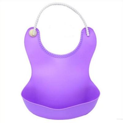 Baby peuter waterdichte siliconen BIB zuigelingen voeden lunch Roll-up schort (paars)