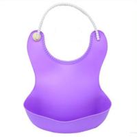 Baby peuter waterdichte siliconen BIB zuigelingen voeden lunch Roll-up schort (paars) - thumbnail