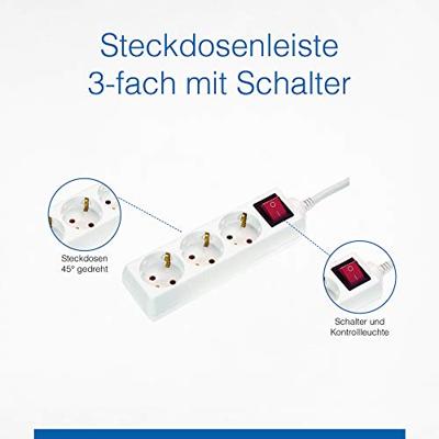 AS Schwabe 11361 Stekkerdoos met schakelaar Wit Randaarde stekker 1 stuk(s)