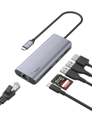 Belkin CONNECT Meerpoorts 6-in-1 USB-C hub dockingstation Belkin CONNECT Meerpoorts 6-in-1 USB-C hub dockingstation