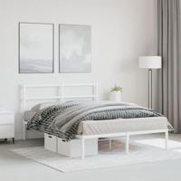 Bedframe met hoofdbord metaal wit 135x190 cm - thumbnail