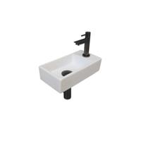 INK - Fonteinpack Porselein Rechts incl. Fonteinkraan - Design Sifon - Design Plug en Montageset - 360x180x90 Mm - Mat Wit/metal Black - thumbnail