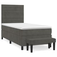 Boxspring met matras fluweel donkergrijs 100x200 cm - thumbnail