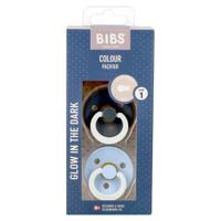 Bibs 1 Fopspeen Duo Glow Dark Iron&baby Blue - thumbnail