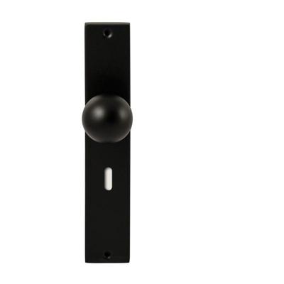 Hardbrass Knopkruk Sfera op rechthoekig langschild sleutelgat 72mm - zwart
