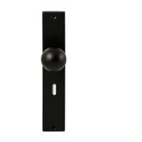 Hardbrass Knopkruk Sfera op rechthoekig langschild sleutelgat 72mm - zwart - thumbnail
