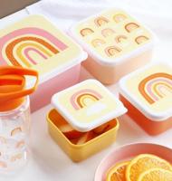 Set van 4 lunchdozen voor kinderen REGENBOOG A Little Lovely Company pastelgeel - thumbnail