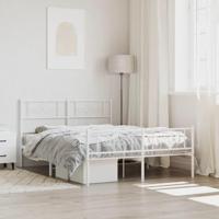 Bedframe met hoofd- en voeteneinde metaal wit 135x190 cm - thumbnail
