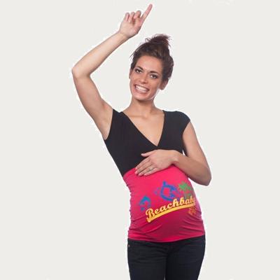 Op en Top Zwanger Zwangerschaps Buikband Beach Baby Roze