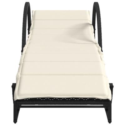 Ligbedden 2 st met kussens poly rattan zwart