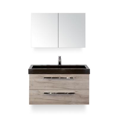 Seville Badmeubelset 100 cm - Craft Oak - Wastafel Lucca 1 kraangat - met Spiegelkast