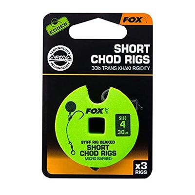 Fox Edge Armapoint Stiff Rig Beaked Chod Rigs Short 3St. 25LB Size 8