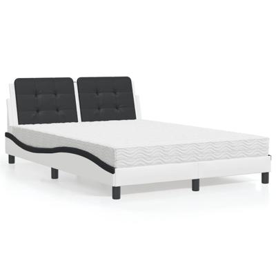 Bedframe zonder matras "Zadar" kunstleer wit en zwart 140x190 cm - thumbnail