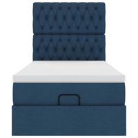 Ottoman bed met matras 90x190cm stof blauw - thumbnail
