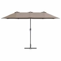Tuinparasol Taupe 370 x 197 x 239 cm Poedergecoat staal - thumbnail