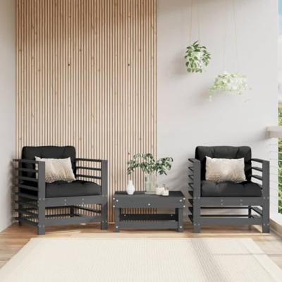 Tuinstoelen 2 st massief grenenhout grijs