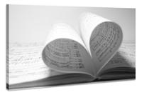 Schilderij - Liefde voor Muziek, zwart/wit, Bladmuziek, Premium Print - thumbnail