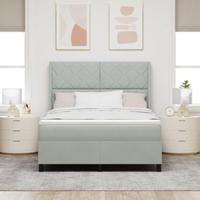 Boxspringbed met matras en LED fluweel lichtgrijs 140x190 cm - thumbnail