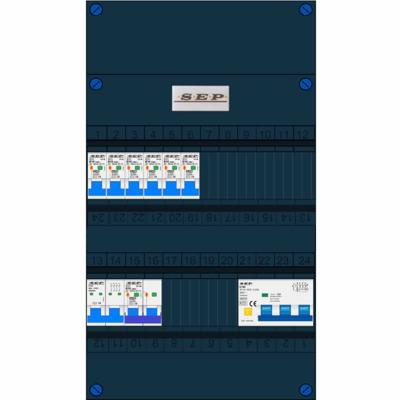 SEP 6 groepenkast 6 aardlekautomaten B16 30mA + kookgroep + krachtgroep 400V 3F 3910240083