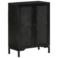 Dressoir 55x30x77 cm massief mangohout en ijzer zwart - thumbnail