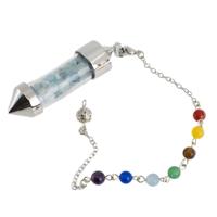 Pendel Edelsteen Aquamarijn Capsule met 7 Chakra Kralenketting - thumbnail