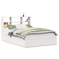 Bedframe zonder matras massief grenenhout wit 140x190 cm - thumbnail