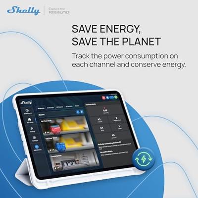 Shelly PLUS 2PM elektrische schakelaar Slimme schakelaar 2P Zwart