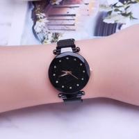 Luxe mesh dames klok magneet gesp sterrenhemel Diamond geometrische quartz horloge vrouwen horloges (zwart) - thumbnail