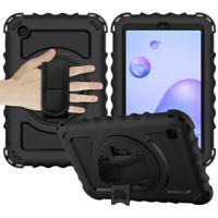 Voor Samsung Galaxy Tab A 8.4 (2020) 360 Graden Rotatie PC + Siliconen Schokbestendige beschermhoes met houder & handbandje (zwart) - thumbnail