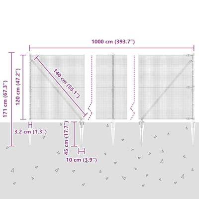 VidaXL Afrasteringspaal groen 10 x 1,2 m (16 x 16 mm gaas)