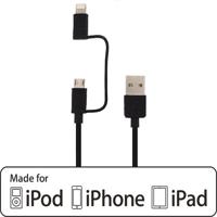Mobilize 2in1 Cable USB to Apple MFi Lightning or Micro USB 1.5m. Black - thumbnail