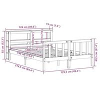 Bedframe met hoofdbord massief grenenhout wasbruin 120x190 cm - thumbnail