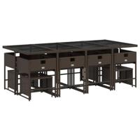 13-delige Tuinset met kussens poly rattan bruin - thumbnail