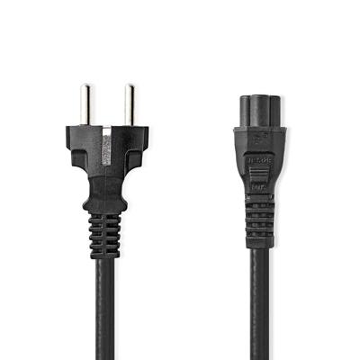 Stroomkabel | Type F (CEE 7/7) Male | IEC-320-C5 | Recht | Recht | Vernikkeld | 2.00 m | Rond | PVC | Zwart