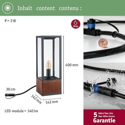 Paulmann Lichtobjekt Venea 94673 Verlichtingssysteem Plug&Shine LED-tuinspot LED 2 W Warmwit Hout Paulmann Lichtobjekt Venea 94673 Verlichtingssysteem Plug&Shine LED-tuinspot LED 2 W Warmwit Hout
