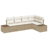 Tuinbankenset met opslag 5 pcs Beige en Crème poly rattan - thumbnail