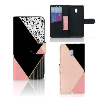 Xiaomi Redmi 8A | Book Case | Zwart Roze Vormen