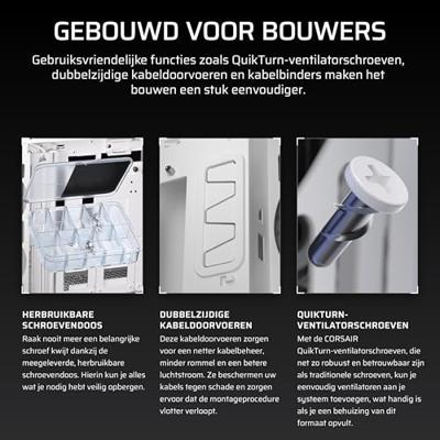 PC-behuizing - CORSAIR - 5000T-serie - Mid-Tower - Wit