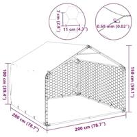 Hondenkennel buiten met deksel 2x2x1,5 m gegalvaniseerd staal - thumbnail