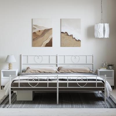Bedframe met hoofd- en voeteneinde metaal wit 183x213 cm Bedframe met hoofd- en voeteneinde metaal wit 183x213 cm